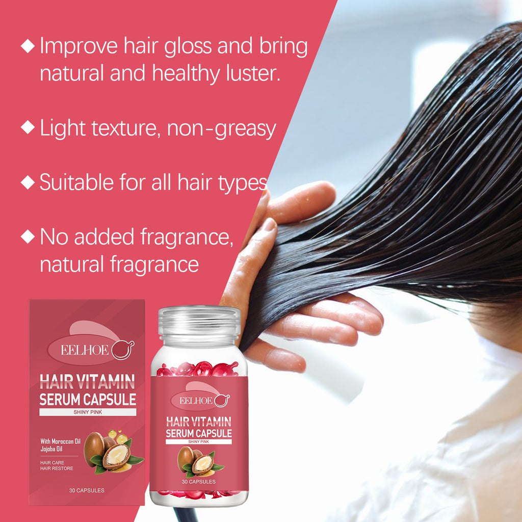 Silk Glow Hair Vitamin Serum Capsules – Anti-Frizz & Deep Shine Formula (Pink Edition)