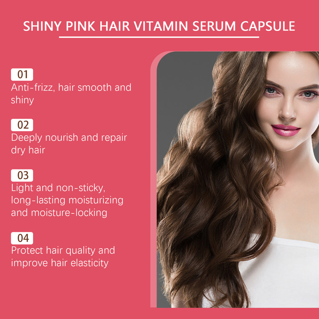 Silk Glow Hair Vitamin Serum Capsules – Anti-Frizz & Deep Shine Formula (Pink Edition)