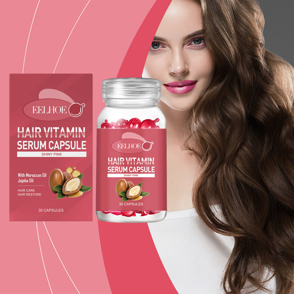 Silk Glow Hair Vitamin Serum Capsules – Anti-Frizz & Deep Shine Formula (Pink Edition)