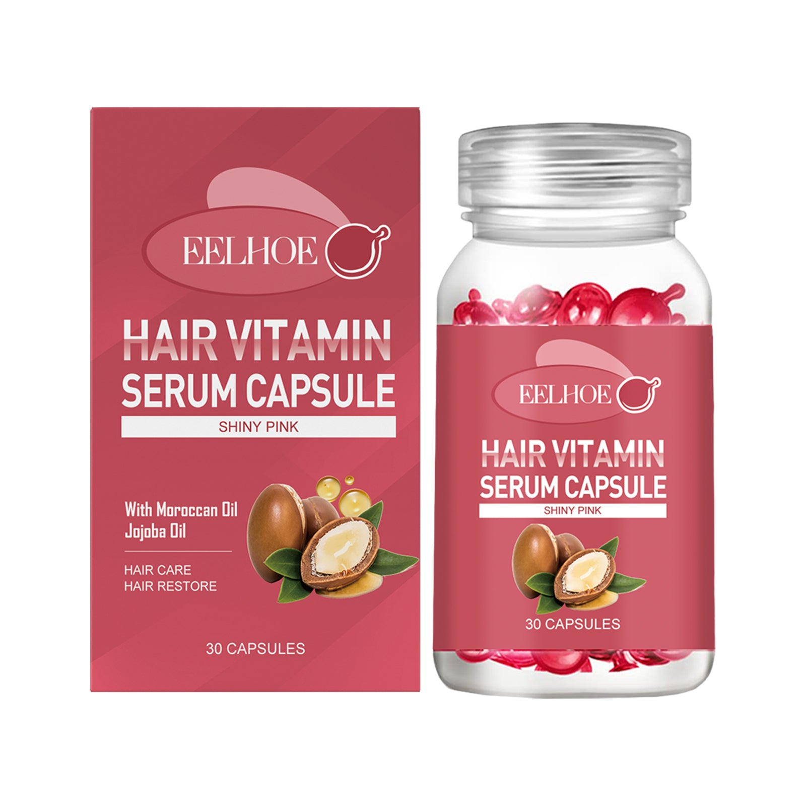 Silk Glow Hair Vitamin Serum Capsules – Anti-Frizz & Deep Shine Formula (Pink Edition)