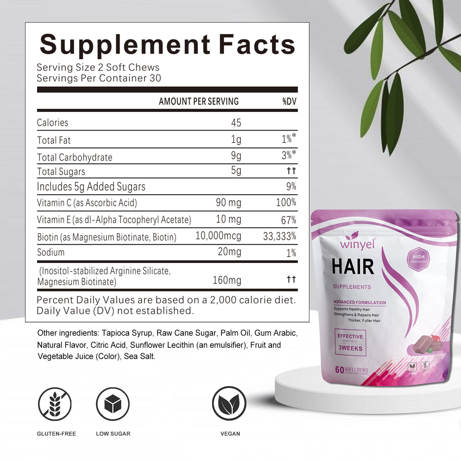 Biotin Boost Hair Growth Soft Chewables – Mixed Berry Vitamin Gummies for Thicker & Stronger Hair