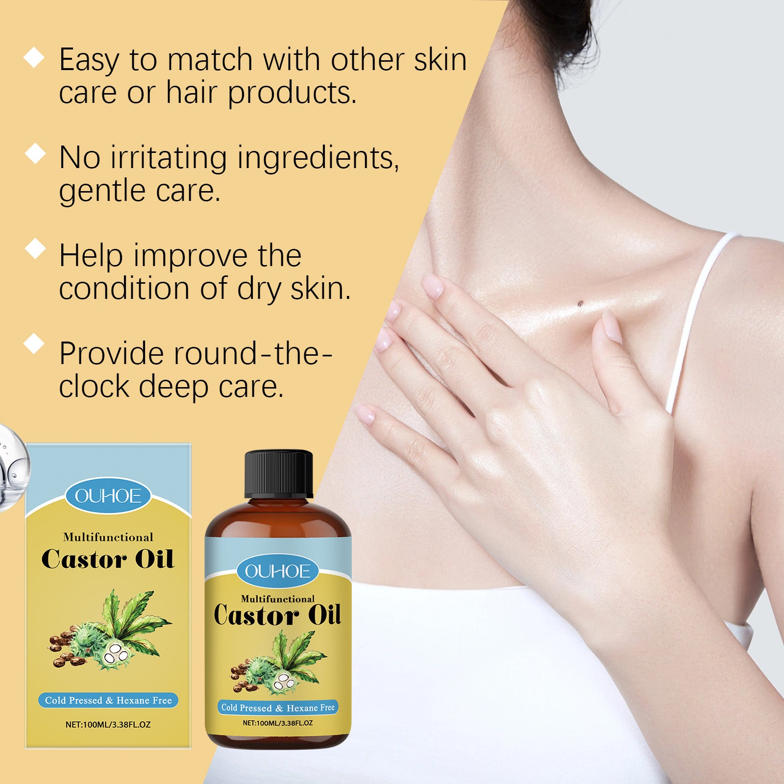 Multi-Purpose Organic Castor Oil – Intensive Growth & Hydration for Hair, Lashes & Brows