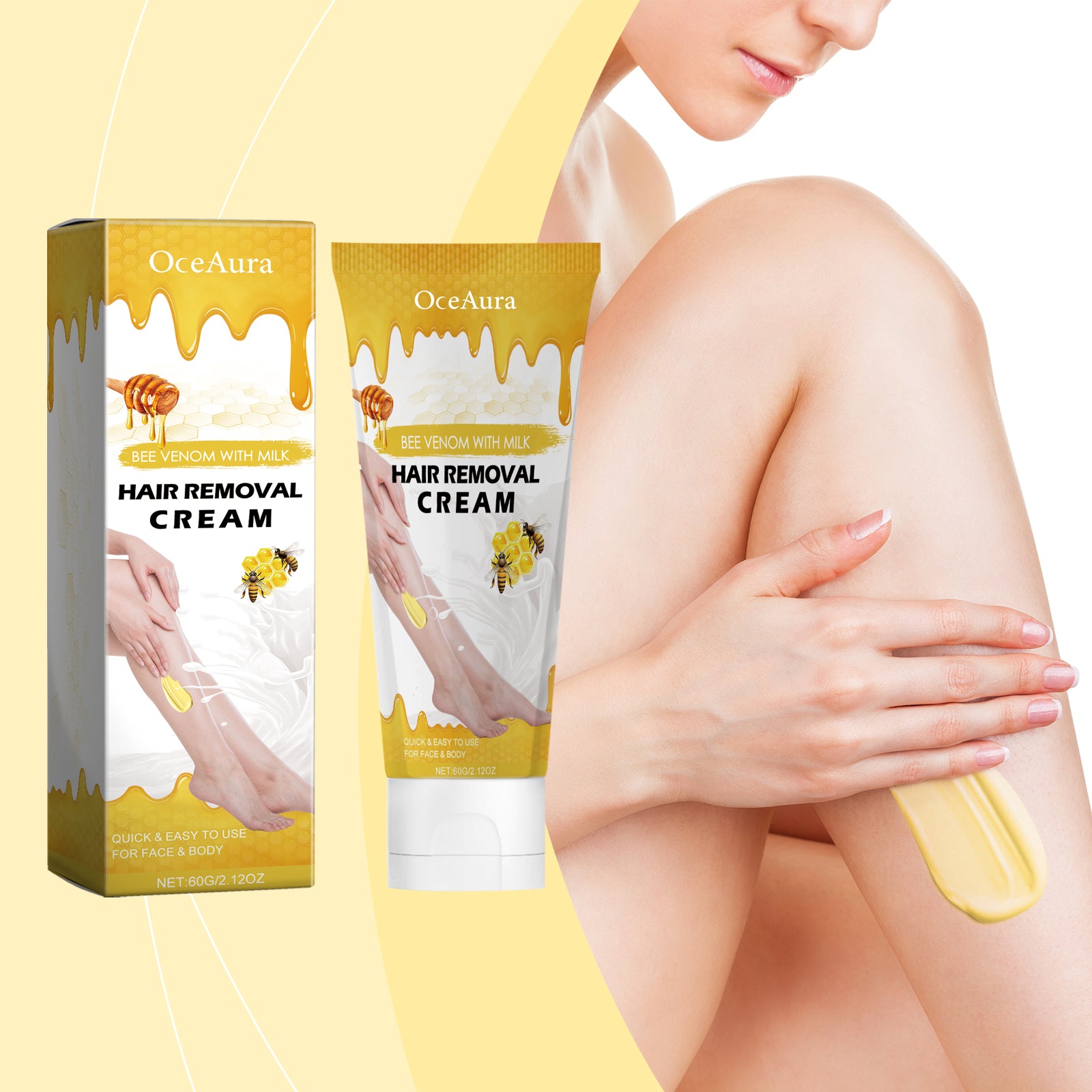 SilkTouch Bee Venom & Milk Hair Removal Cream – Gentle, Moisturizing & Pain-Free Formula