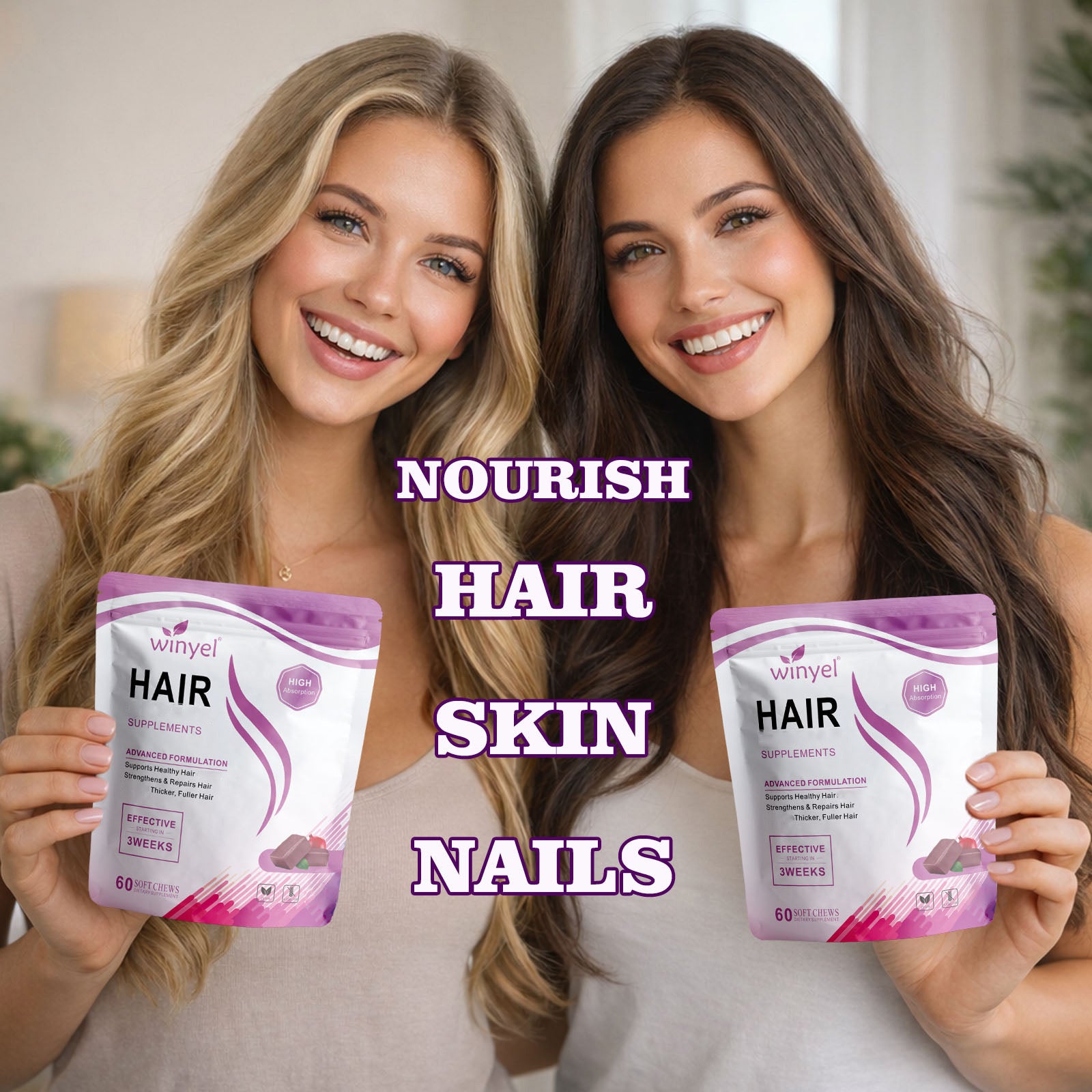 Biotin Boost Hair Growth Soft Chewables – Mixed Berry Vitamin Gummies for Thicker & Stronger Hair
